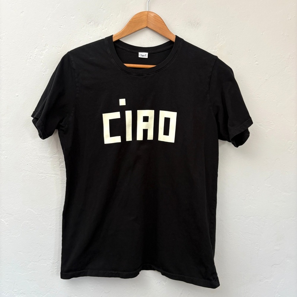 Clare V Ciao T Shirt Women Size XS Black Short Sleeve
